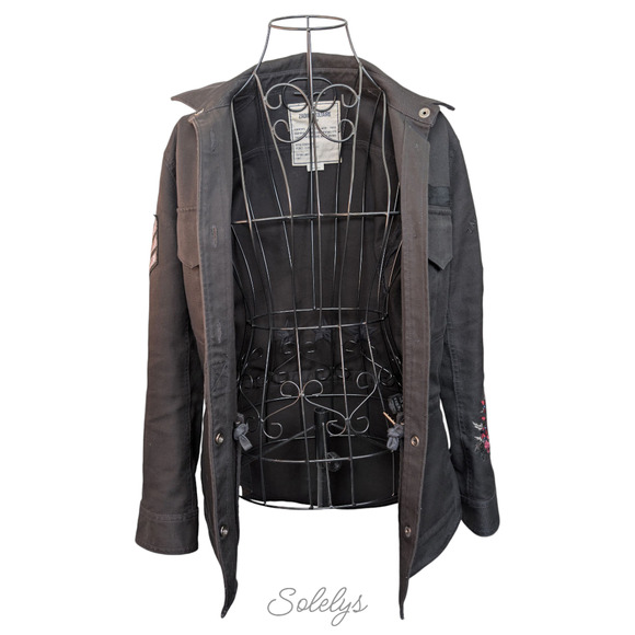 Zadig & Voltaire Tackl Military Star Camo Skull Floral Embroidered Shacket XS - Picture 10 of 11
